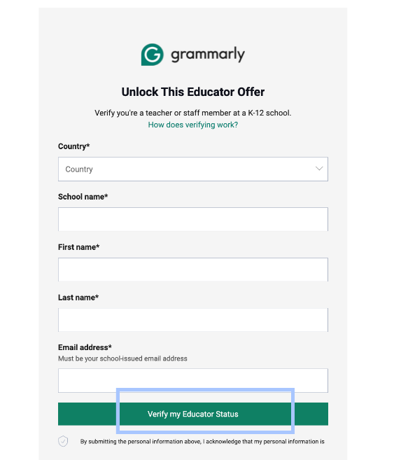 Enter Your Details & Click Verify My Educator Status