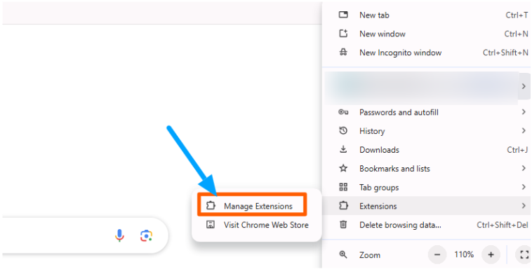 Manage Extensions on Crome Manage Extensions on Crome