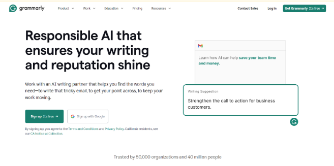Grammarly homepage Grammarly homepage