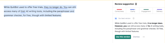Grammarly's our best version suggestion Grammarly's our best version suggestion