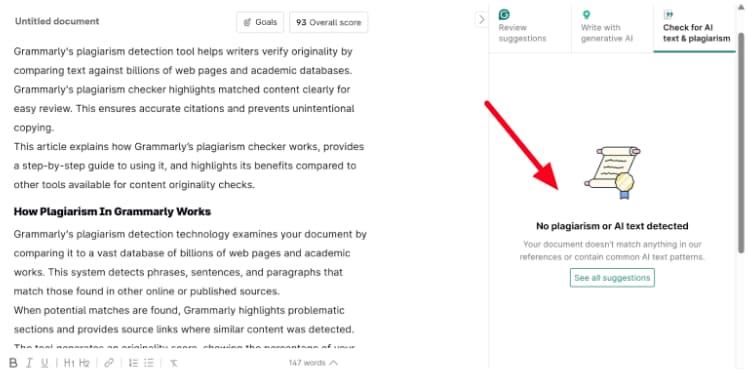 Grammarly Editor on a doc Grammarly Editor on a doc