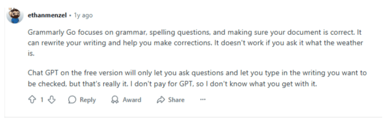 Grammarly vs ChatGPT Reddit Reviews Grammarly vs ChatGPT Reddit Reviews