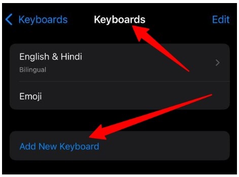 Add New Keyboard Add New Keyboard