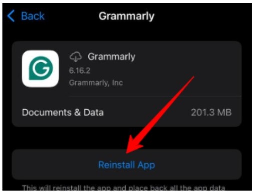 Click on the 'Reinstall App' Click on the 'Reinstall App'