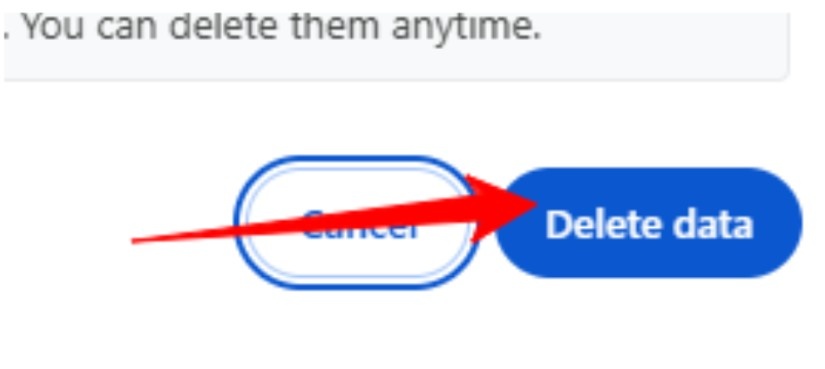 Click On Delete data Click On Delete data