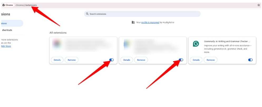 Disable extensions except Grammarly Disable extensions except Grammarly