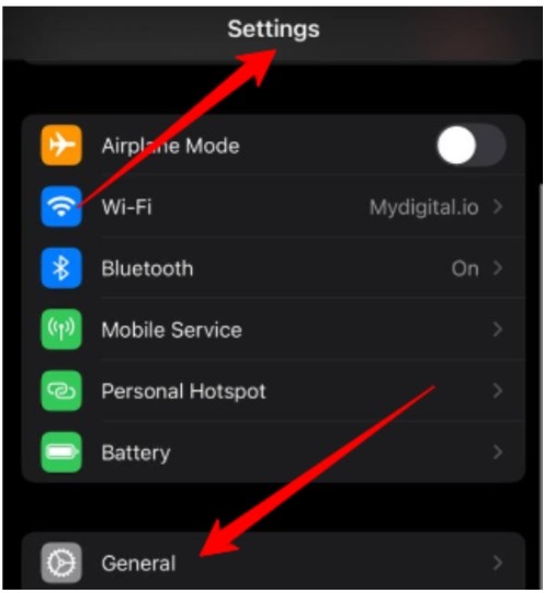 Go to Settings, then General Go to Settings, then General