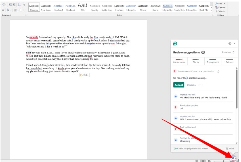 Grammarly widget Grammarly widget