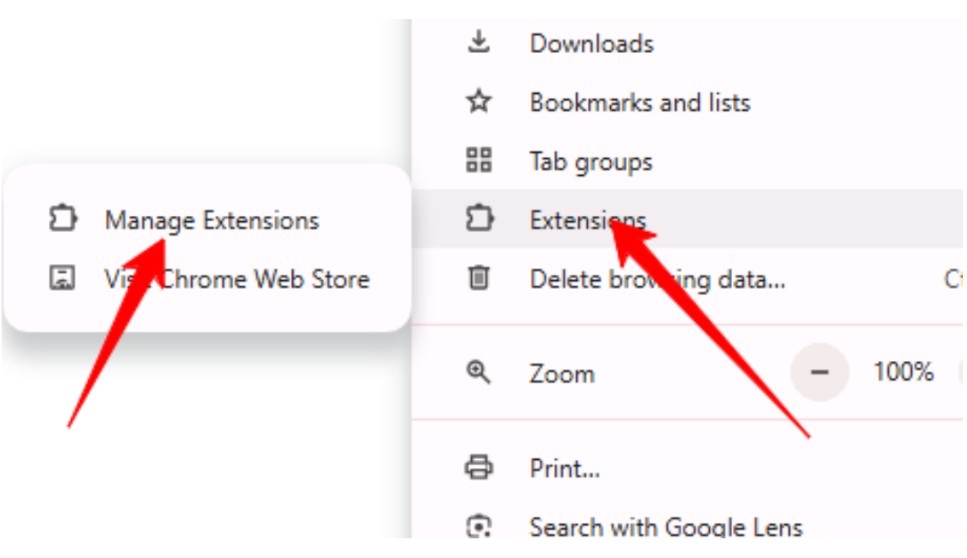 Manage Extensions Manage Extensions