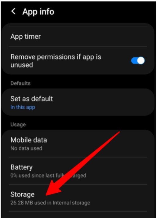 Tap on "Storage" Tap on "Storage"